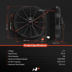 A-Premium 14'' 14 inch Slim Fan Pull Universal Electric Radiator Cooling Fan Assembly, 12V 90W with Mount Kit