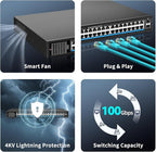 48 Port Gigabit PoE Switch Unmanaged with 48 Port IEEE802.3af/at PoE+@400W, 2 x 1G SFP, NICGIGA 50 Port Network Power Over Ethernet Switch, Desktop/Rackmount