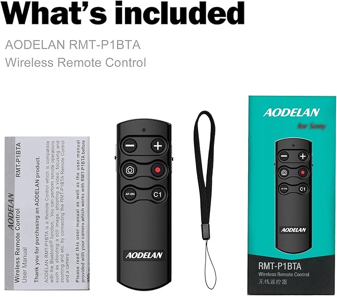 AODELAN Camera Remote Control Remote Shutter Commander for Sony ZV-E10,FX3,A1,a6100, a6400, a6600, a7C, a7 III, a7R III, a7R IV, a9, a9 II, DSC-RX0 II, DSC-RX100 VII, ZV-1; Replace Sony RMT-P1BT