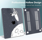 TWOLSKOO Compatible with M4 MacBook Air 15 inch Case 2025-2023 Released Model M4 A3241 M3 A3114 M2 A2941, Plastic Hard Shell & Screen Protector & Keyboard Cover & Type C Adapter, Flying Astronauts