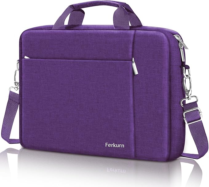 Ferkurn Laptop Bag Case for Women Men Computer Bag Compatible with HP Envy Pavilion Omen/LG Gram/MSI/Dell Inspiron XPS/Lenovo/Acer, Shoulder Strap Carrying Messenger Briefcase, Purple, 15.6 16 Inch