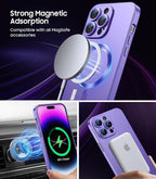Magnetic for iPhone 14 Pro Max Case [Compatible with MagSafe][Built-in Camera Lens Protector] Slim Soft TPU Bumper Shockproof Metallic Luster Phone Case (Purple)