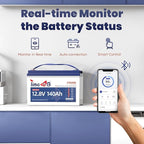 12.8V 140Ah Lithium Battery with Bluetooth, Timeusb LiFePO4 Battery with Low-Temp Protection, 150A BMS, BCI Group31, Prefect for RV, Trolling Motor, Marine, Energy Storage, Solar Off-Grid