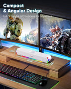 LENRUE G11 Computer Speakers for Desktop, Touch Lights PC Speakers with Surge Clear Sound, USB C/USB Powered for Computer Desktop PC Laptop Monitor (White)