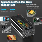 LVYUAN 3000 Watt Power Inverter 12V to 110V 120V for Vehicle, Solar Inverter System, Heavy Duty, RV, Truck, Off Grid,Camping with 4 AC Outlets, LCD Display, Wireless Remote Control, Car Power Inverter