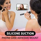 ZYCCER Double Sided Silicone Suction Phone Holder Mount,Compatible with iPhone and Android Cases Hands-Free Mirror Shower Phone Mount Strong Grip Holder (Black, Single Sided 1PCS)