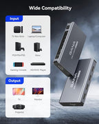 HDMI Switch 5 in 1 Out 4K@60Hz, GANA HDMI Splitter Switcher with Remote, Aluminum HDMI 2.0 Switch Box Hub for 3D, HDCP2.2, HDR, Compatible with Xbox, PS5/4/3,Fire Stick,Roku,Blu-Ray Player