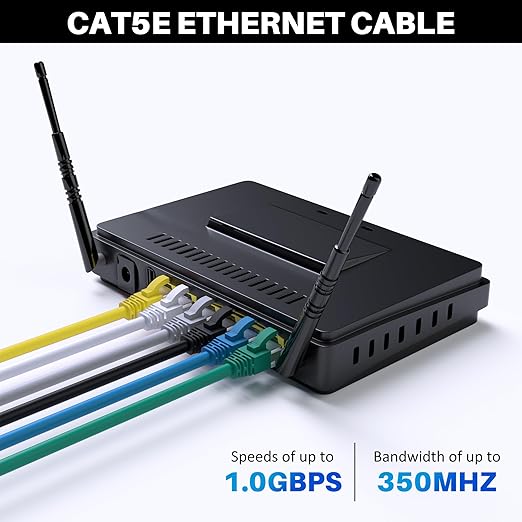 Cat5e Ethernet Cable 200 FT, Long Cat 5e Internet Cable, White Snagless Patch Cord, Flexible, Network, LAN, PoE, Standard RJ45 Connector for PC, Server, Router, Modem, TV, PS5 - with 15 Cable Ties