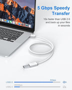 VCZHS Tech USB Extension Cable White 3.3ft, USB 3.0 Extender for High-Speed Data Transfer & Fast Charging, Durable & Flexible for Mouse, Keyboard, Printer, Flash Drive, Webcam, and More