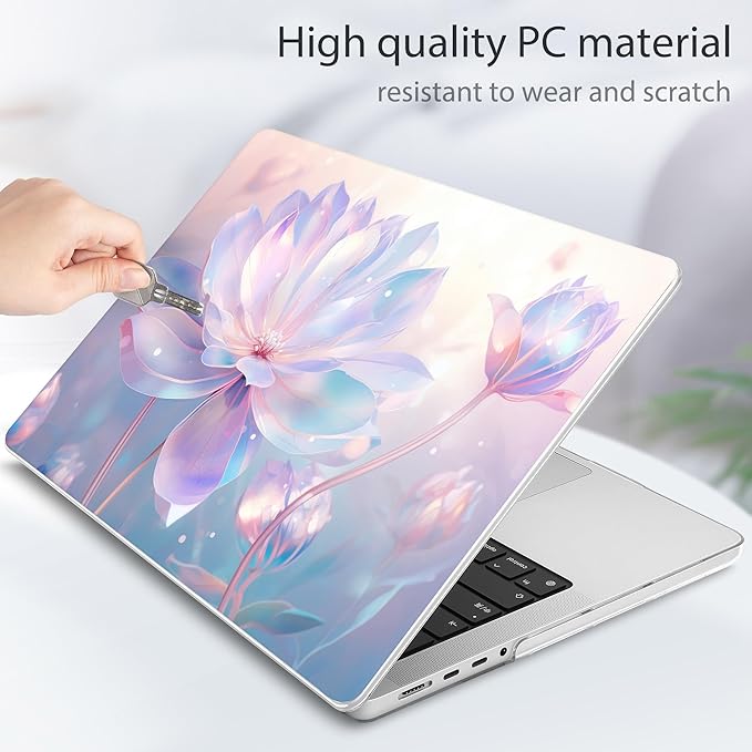 Tuiklol for MacBook Pro 14 Inch Case 2024-2021 Release M4 A3112 A3401 A3185/M3 A2918 A2992/M2 A2779/M1 A2442 Pro/Max,Hard Shell Case with Keyboard Cover & Screen Protector for Touch ID,Winter Flower