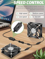 80mm x 25mm USB Fan 2 Packs 5V Small Computer Case Fan with Speed Control for CPU Xbox PlayStation Router Entertainment Cabinet 3D Printer