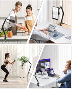 Tablet Stand for iPad, Aluminum Multi-Angle Adjustable Tablet Holder, Heavy-Duty Metal Base for Desk, Compatible with 5.1''-13'' iPad Pro, Surface, Kindle, Tablets, Portable Monitors and More (ZMXBZJ)