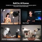 ULANZI 100W RGB Portable LED Video Light w DC Power Adapter, 111Wh Build-in Battery Metal Mini Adjustable Color Temperature COB Continuous Output Lighting Handheld Spotlight 2700K-6500K for Video