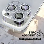 Choiche Compatible for iPhone 16 Pro/iPhone 16 Pro Max Camera Lens Protector, Bling Camera Cover with 9H Tempered Glass Lens Screen Protector Metal Ring Decoration Accessories (Glitter-Silver)