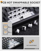 DAREU EK98PRO Wireless Mechanical Keyboard, Gasket Hot Swappable Custom, Pre-lubed Linear Switches, Side Printed PBT Keycaps, BT5.0/2.4GHz/USB-C, RGB Backlit Gaming Keyboard for Win/Mac