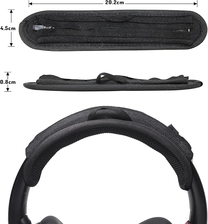 Adhiper Universal Headphone Headband Cover for Sony Beats Bose Soundcore HyperX ATH Skullcandy JBL Jabra, Headband Cover Cushion Protector for Sony XM4, XM5 & Beats Studio Pro/Solo4 Headphones - Black