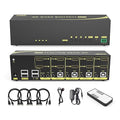 eKL HDMI KVM Switch 4 in 2 Out Dual Monitor Extended Display 4K@60Hz 4:4:4 with Audio and USB 2.0 Hub Sharing PC Monitor Keyboard Mouse Switcher
