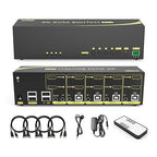 eKL HDMI KVM Switch 4 in 2 Out Dual Monitor Extended Display 4K@60Hz 4:4:4 with Audio and USB 2.0 Hub Sharing PC Monitor Keyboard Mouse Switcher