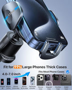 YRU Car Phone Holder [2025 Upgraded Metal Hook Clip], Phone Holders for Your Car [No Fear of Bumps] Air Vent Cellphone Mount Widely Compatible with iPhone16 15 14 13 12 Samsung Android, Black