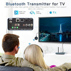 Bluetooth 5.3 Transmitter for TV/Airplane, 2-in-1 Bluetooth Transmitter Receiver for Home Stereo/Speakers/Headphones/PC/Car, Wireless Adapter w/3.5mm AUX/RCA Jack, Dual Link, Low Latency,16H