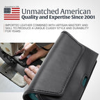 Turtleback Belt Holder for iPhone 16 Pro Max, 15 Pro Max, 14 Pro Max -Small- Fits w/Slim MagSafe Style Cases, Premium Black Leather Horiz. Belt Holster, Magnetic Closure, Leather Wrapped Clip
