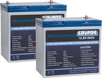12V 50Ah LiFePO4 Battery, Built in BMS Rechargeable Lithium Battery with Low-Temp Protection, 4000+ Deep Cycles Perfect for Camping, Solar, Boat, Backup Power (2 Packs)
