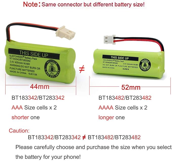 BT183342/BT283342 2.4V 400mAh Ni-MH Battery Pack, Also Compatible with Cordless Phone Batteries BT166342/BT266342 BT162342/BT262342 CS6709 CS6609 CS6509 CS6409 EL52100 EL50003(3 Pack)