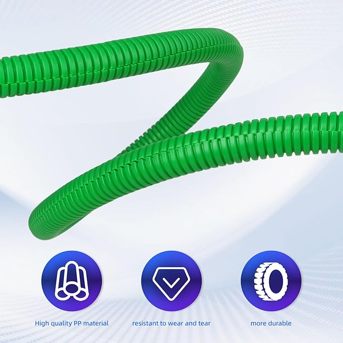 Split Wire Loom Tubing,10,25ft Cord Protectors from Pets No Chew, Flexible Wire Covers Cord Protectors, Protective Split Cable Sleeve for Automotive Home Industrial Wires(Green, 0.51inch-10ft)