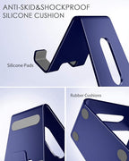 CreaDream Cell Phone Stand, Cradle, Holder,Aluminum Desktop Stand Compatible with Switch, All Smart Phone, iPhone 11 Pro Xs Max Xr X Se 8 7 6 6s Plus SE 5 5s-Navy Blue