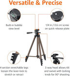 Amazon Basics 50-inch Lightweight Portable Camera Mount Tripod Stand with Bag, for Travel Photography, Champagne