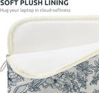 Puffy Laptop Sleeve 13-15.6 Inch Cute Quilted Laptop Protective Case Padded Floral Computer Sleeve for MacBook (B-Dark Blue, 11 Inch)