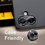 beuxece for 6 Pack iPhone 16 / iPhone 16 Plus Camera Lens Protector [Drop Protection] [Case Friendly] [Easy Installation] 9H Tempered Glass Camera Screen Protector Cover Accessories, CD Black