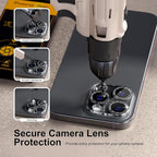 beuxece for 6 Pack iPhone 15 Pro/iPhone 15 Pro Max Camera Lens Protector [Drop Protection] [Case Friendly] [Easy Installation] 9H Tempered Glass Camera Screen Protector Cover, Glitter Black