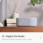uscce Alarm Clock Bluetooth FM Radio: 10W Stereo Sound Speaker - Fast Wireless Charging for iPhone Samsung - Dimmable Clock Radio for Bedroom