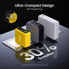 AOHI Magcube 140W USB C Charger PD3.1 3-Port GaN+ Laptop Wall Charger 100W Fast Charging Power Adapter Foldable Plug for MacBook Pro 16'', Dell XPS, iPad Pro, Galaxy, iPhone 15 Pro, Chromebook, Yellow