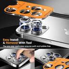 Camera Lens Protector for iPhone 16 Pro Max/16 Pro/15 Pro Max/15 Pro/14 Pro Max/14 Pro, Sapphire Glass Metal Individual Camera Cover Screen, Anti-drop, Case Friendly- Glitter White Titanium