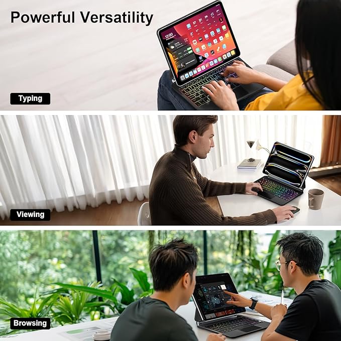 for iPad Pro 13 Inch Case with Keyboard (M4, 2024)，Magic-Style Magnetic – 7 Colors Backlight -Floating Cantilever Stand - Multi-Touch Trackpad Keyboard Case for iPad Pro 13