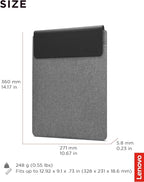 Lenovo Slim Laptop Sleeve 14 Inch Notebook/Tablet - Compatible with MacBook Air/Pro - Eco-Friendly Lightweight Case with Accessory Pocket & Magnetic Closure - Grey