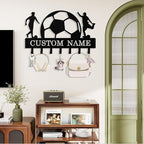 Personalized Football Key Holder Wall Mount, Custom Metal Key Rack Key Holder with Name, Deer Cabin Wall Keys Hanger with Hooks for Entryway, Front Door, Hallway, Kitchen, Living Room