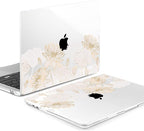 Batianda Premium Case for New MacBook Air 15 inch 2025 M4 2024 2023 with M3 M2 Chip Model A3241/A3114/A2941, Designed Protective Plastic Hardshell & Keyboard Cover & Screen Protector, Gold Lotus