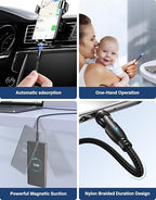 A.S Magnetic Charging Cable[4PACK, 3.3/3.3/6.6/6.6ft]-3 in 1 Magnetic Phone Charger Data Transfer Cord-Magnet USB C Charging Cable-Magnet Charger Cable for Micro USB/TypeC/i-Product Nylon Braided