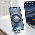 Magnetic-Phone-Grip-Stand-with-Finger-Strap, 4-in-1 Magnetic Ring Holder, Kickstand and Elastic Strap for Smartphones, Universal Fit for iPhone, Android, and Cases (Colorful)