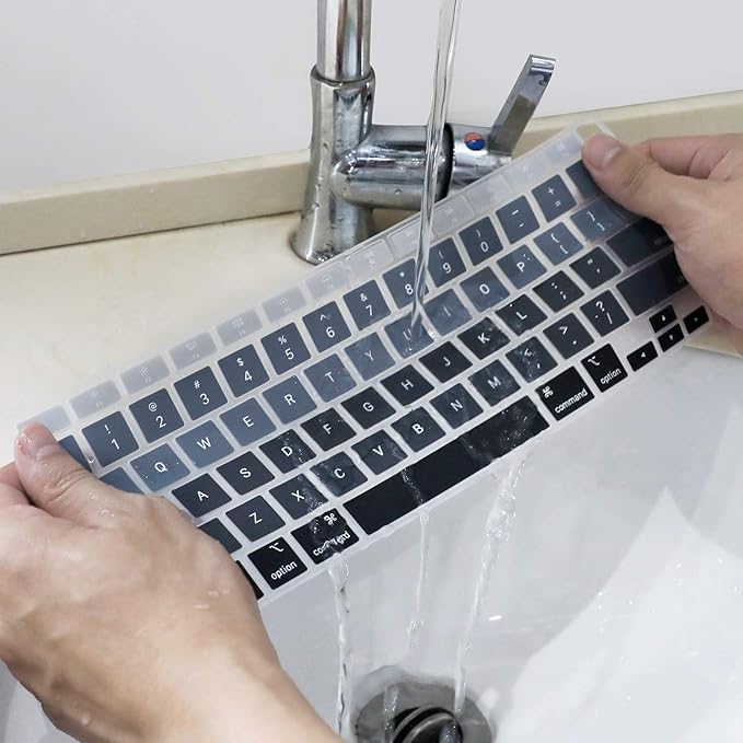 Allinside Silicone Keyboard Cover for New MacBook Air 13 inch A2179 Released in 2020 with Touch ID and Retina Display US Version, Ombre Gray