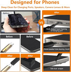 Cell Phone Cleaning Kit, iPhone Cleaning Kit for Charging Port Cleaner Keyboard Cleaning Kit for Airpods/Android/USB C/Earbuds/Laptop/iPad/Camera Lens with Stylus Pen, SIM Tool, Screen Brush(Black)