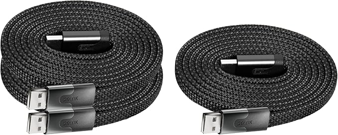 Statik MagStack USB to USB C Cable, Magnetic Anti Tangle Flat A to Type C Charger Fast Charging Cord, Magnetic Charging Cable, Compatible with iPhone 16 Pro Max, Galaxy S24 Ultra, 27W 6FT/2M, 3-Pack