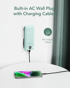 VEGER Portable Charger for iPhone with Built in Cables and Wall Plug, 10000mah Slim Fast Charging USB C Power Bank, Travel Essential Battery Pack Compatible with iPhone, iPad, Samsung etc(Green)
