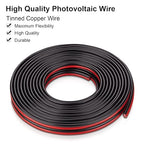12AWG 2 Conductor Parallel Tinned Copper Wire - 20FT, Black, PVC Insulated, Solar Panel, LED, Automotive, RV, Inverter Compatible