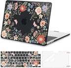 MOSISO Compatible with MacBook Air 13 inch Case 2025 2024 2023 2022 M4 A3240 M3 A3113 M2 A2681, Lush Floral Hard Shell&Keyboard Cover&Screen Protector for MacBook Air 13.6 inch Case, Black