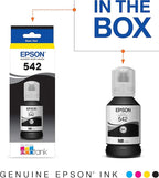 Epson EcoTank Pro ET-5850 Wireless Color All-in-One Supertank Printer with Scanner, Copier, Fax and Ethernet, White & EPSON T542 EcoTank Ink & EPSON T542 EcoTank Ink Ultra-high Capacity Bottle Black