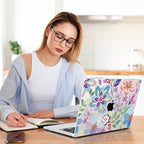 Teryeefi for M4 M3 M2 MacBook Air 13 inch Case 2025 2024 2023 2022 Release A3240 A3113 A2681 Model, for 13.6 inch MacBook Air Hard Shell Case + Keyboard Cover +Type C Adapter, Pretty Flowers Clear-104